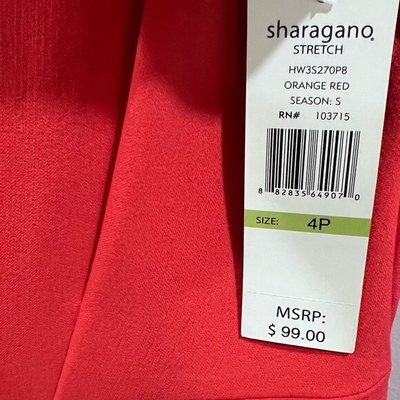 Sharagano orange red pleated dress size 4P NWT - Picture 6 of 8